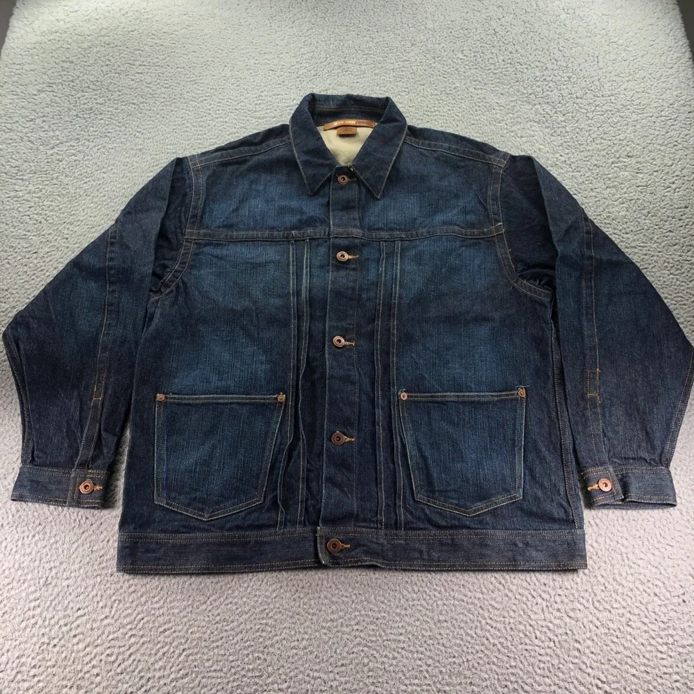 Vintage Sean John Jacket Mens Large Blue Baggy Pleated Chore Trucker Y2K Hip Hop